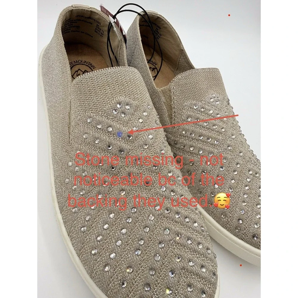 NWT White Mountain Sparkly Bling Sneaker Slip On Shoe Sz 10‎ Metallic Taupe